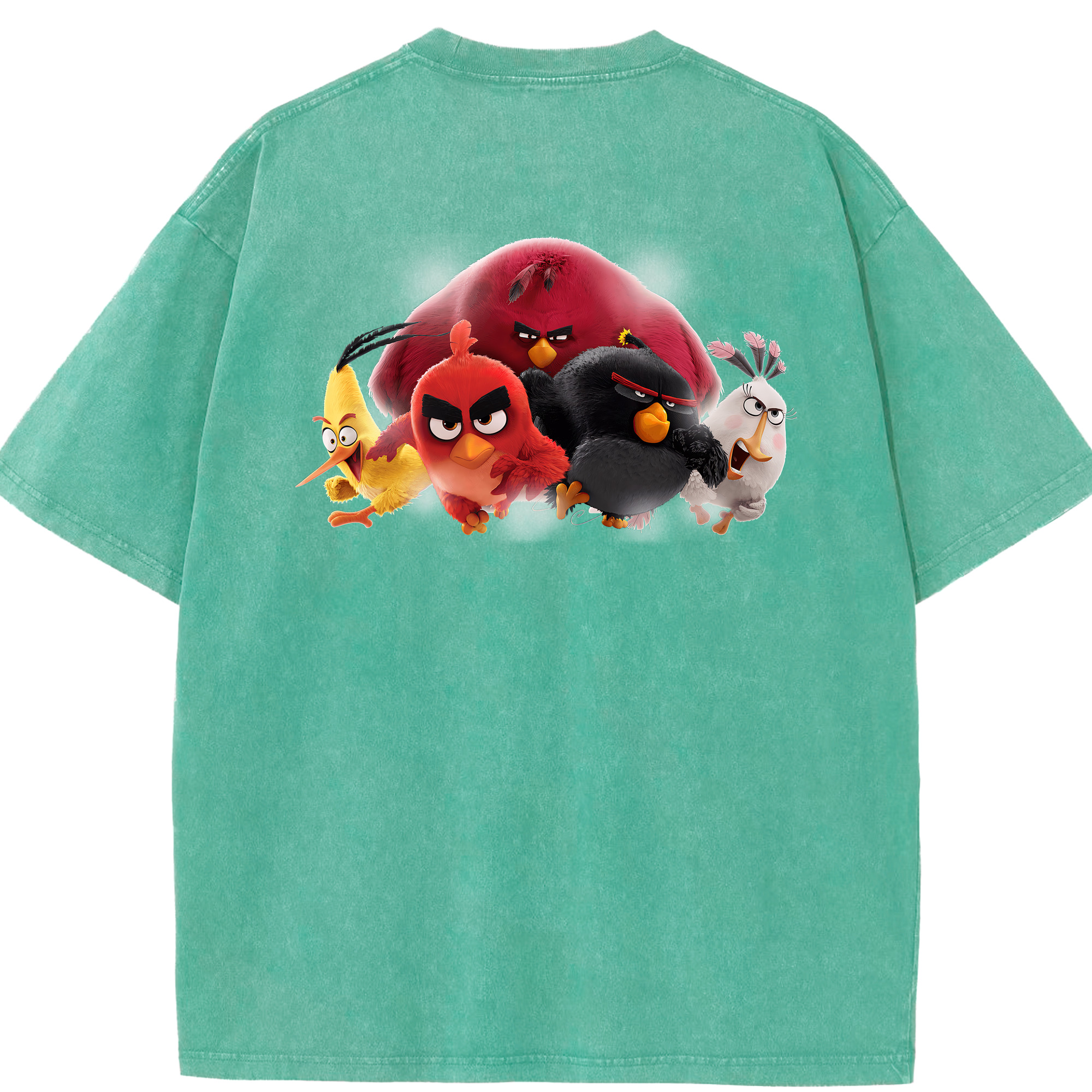 （画像用） Angry Birds アングリーバード 綿100% ヴィンテージ風 半袖Tシャツ（背面プリント）